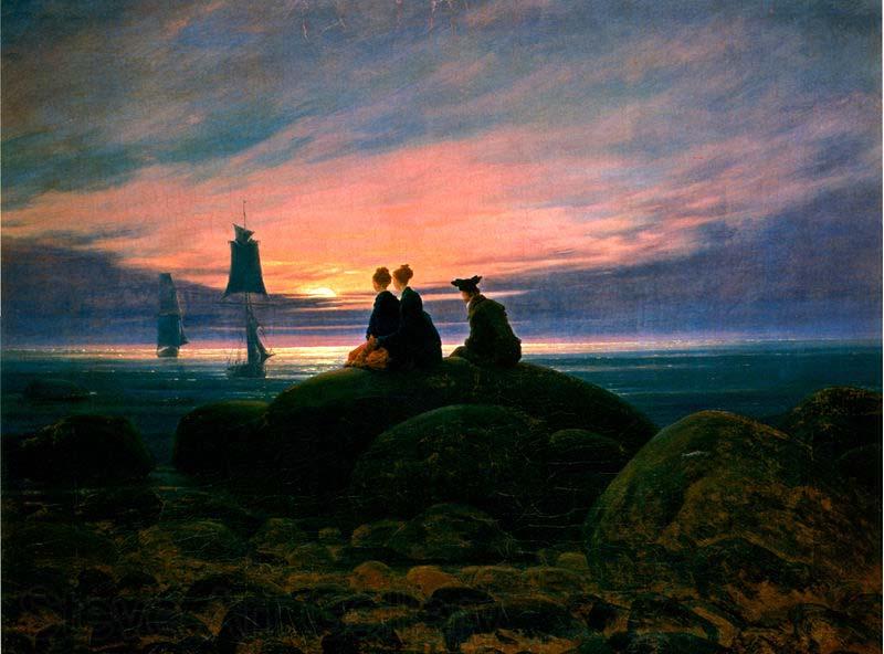 Caspar David Friedrich Moonrise Over the Sea Norge oil painting art